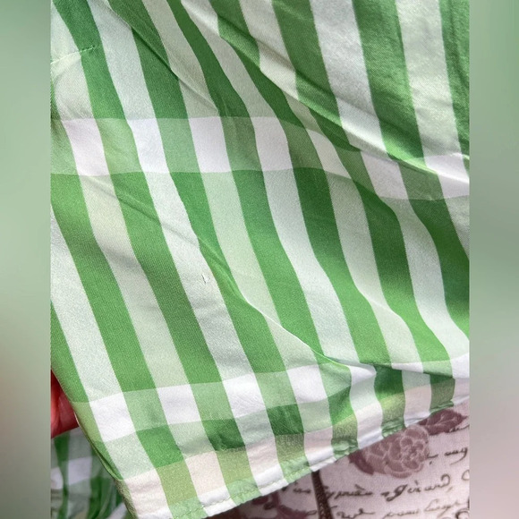 CINQ‎ A SEPT Green and white FLORA gingham surplice crop top size M - Picture 10 of 14